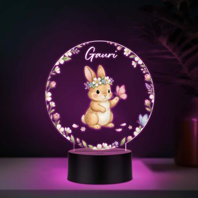 Personalized Bunny UV Print Multicolor 3D LED Night Light – Custom Name